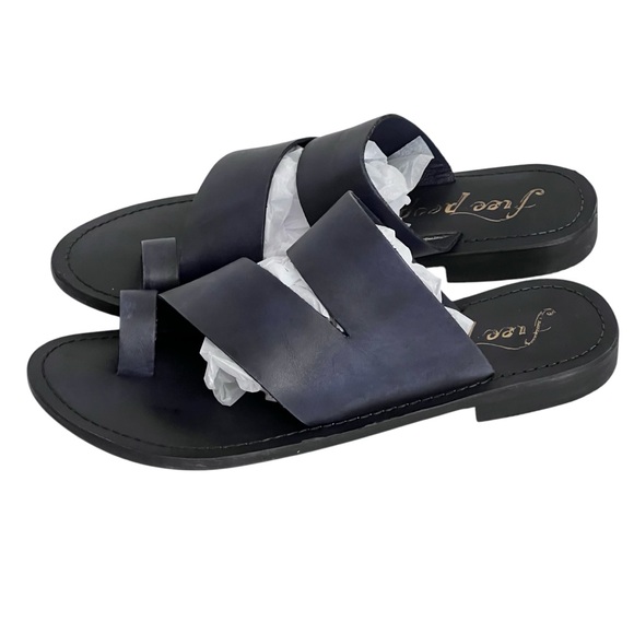 Free People Sandals Leather Loop‎ Toe Black Wash Slide Abilene EU 36 - Picture 7 of 14